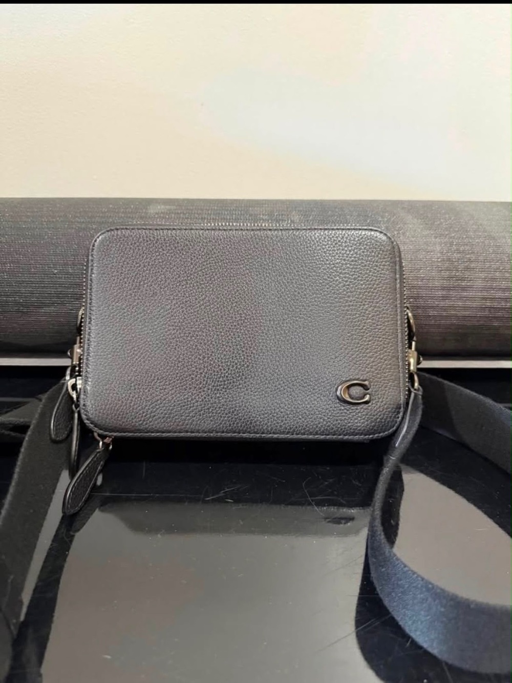 Coach Black Pebbled Leather Messenger Crossbody